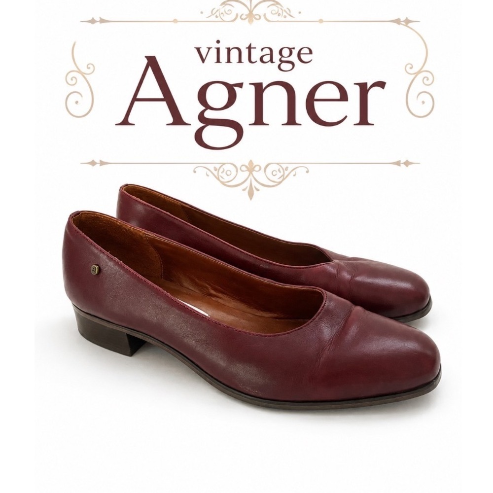VTG 90's Etienne Aigner Brussels Burgundy Leather Low Block Heel PUMP Size 8M